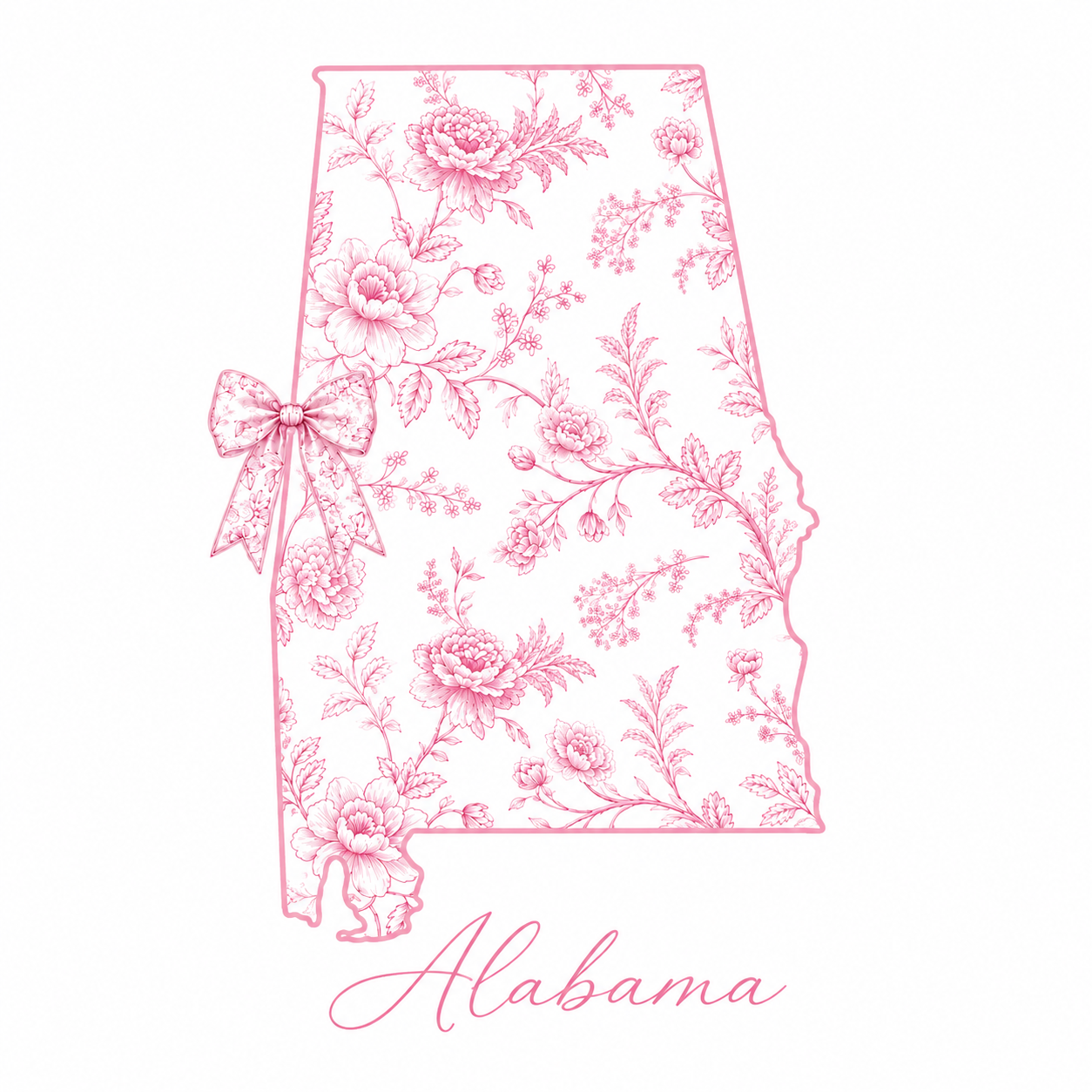 Alabama floral map with bow