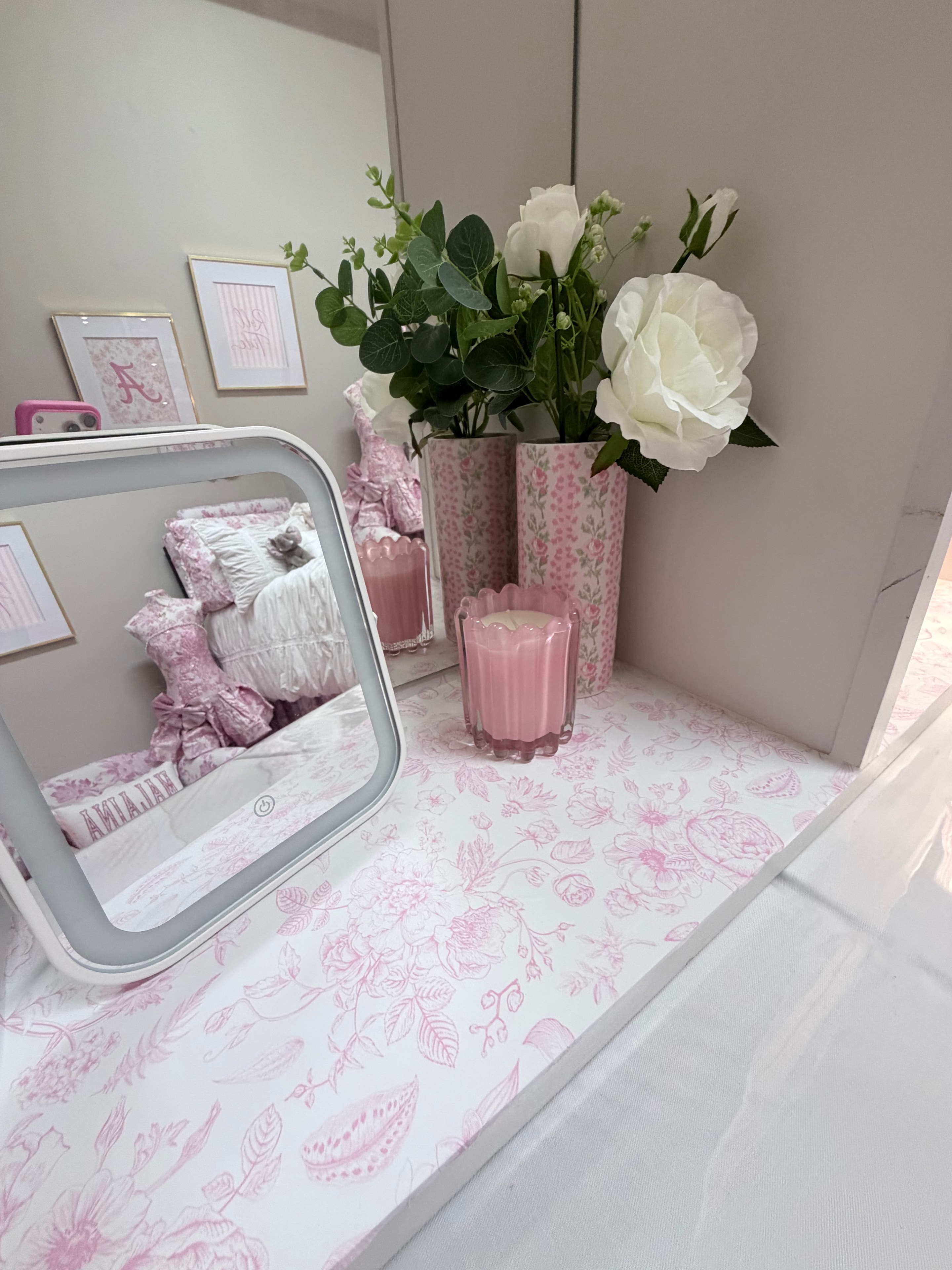 LoveShackFancy jewelry box with pink floral details